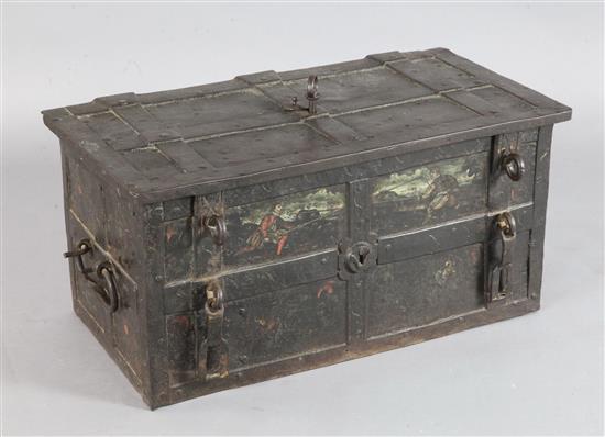 An 18th century German Armada chest, W.2ft 5in. D.1ft 4in. H.1ft 2in.